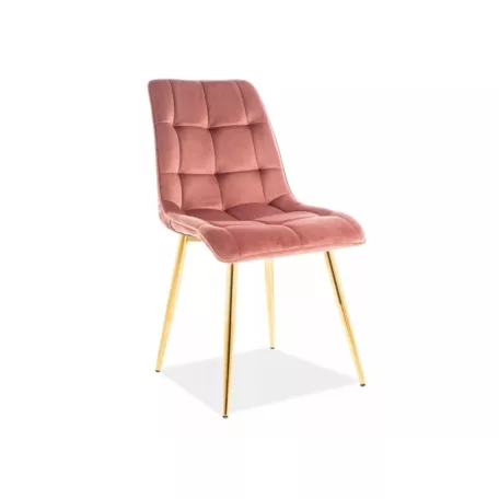 Chic arany bársony szék, aranysárga, rózsaszín