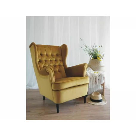 Harry bársonyfotel, curry