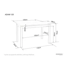 Adam 120 asztal, 120X68, matt fehér, matt fehér