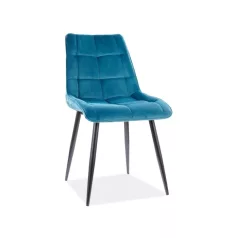 Chic bársonyszék, fekete, türkiz
