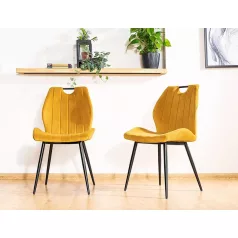 Arco bársony szék, fekete, curry