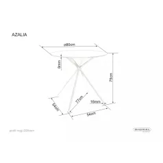 Azalea asztal, aranysárga, üveg