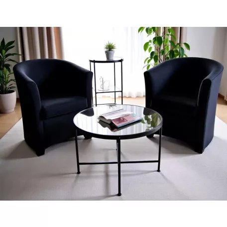 TM-1 bársony fotel, 67X60, fekete