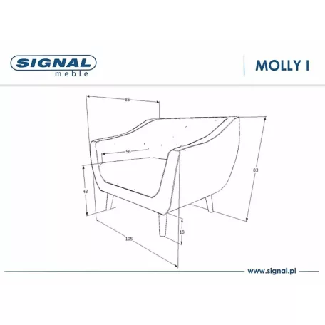 Molly 1 Bársony Fotel, wenge, bézs