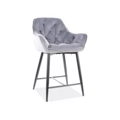 Cherry H-2 bársony bárszék, fekete, szürke