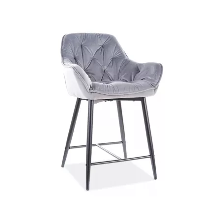 Cherry H-2 bársony bárszék, fekete, szürke