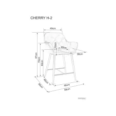Cherry H-2 bársony bárszék, fekete, szürke