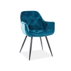 Cherry bársony szék, fekete, türkiz