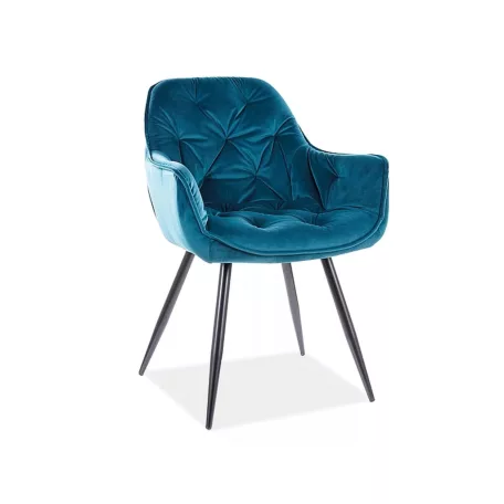 Cherry bársony szék, fekete, türkiz