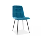 Mila bársony szék, fekete, türkiz