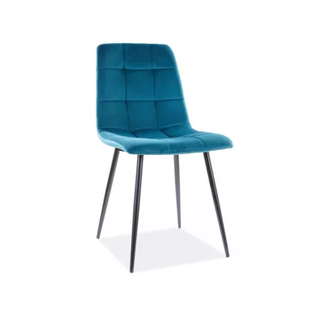 Mila bársony szék, fekete, türkiz