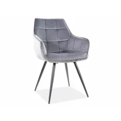 Lilia bársony szék, fekete, szürke