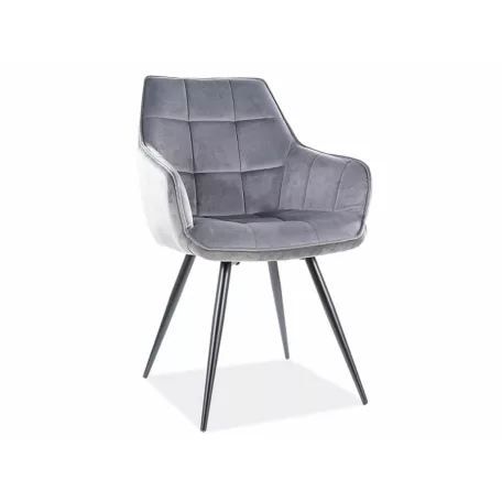 Lilia bársony szék, fekete, szürke