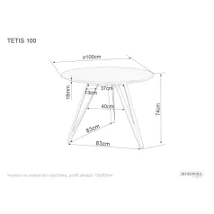 Tetis asztal, fekete, tölgy