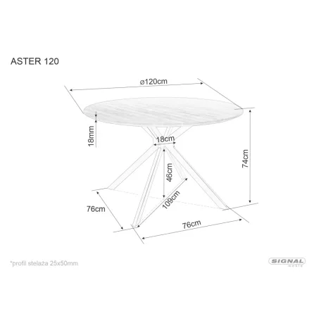 Aster asztal, fekete, tölgy
