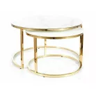 Muse dohányzóasztal szett, aranysárga, fehér