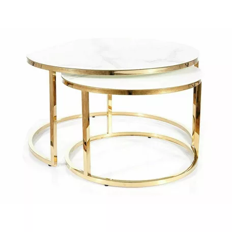 Muse dohányzóasztal szett, aranysárga, fehér