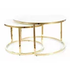 Muse dohányzóasztal szett, aranysárga, fehér