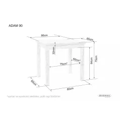 Adam 90 asztal, 90X65, fekete, tölgy
