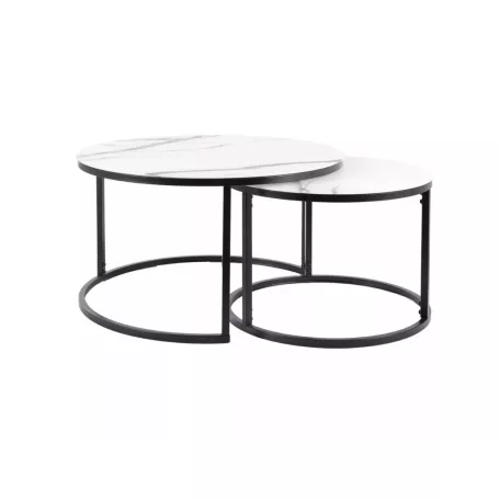 Atlanta C dohányzóasztal szett, fekete, fehér