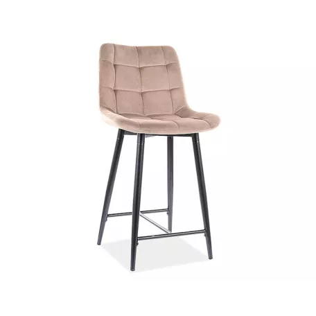 Chic H-2 bársony bárszék, fekete, bézs