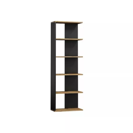 Corner könyvespolc, 60X25, fekete, Wotan tölgy