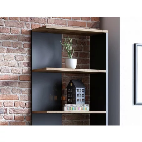 Corner könyvespolc, 60X25, fekete, Wotan tölgy