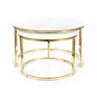 Muse II dohányzóasztal szett, aranysárga, fehér