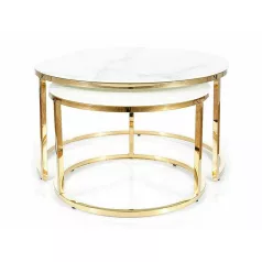 Muse II dohányzóasztal szett, aranysárga, fehér