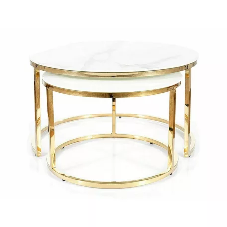 Muse II dohányzóasztal szett, aranysárga, fehér