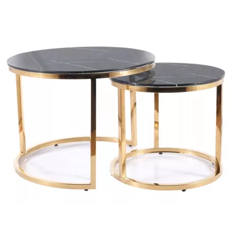 Muse dohányzóasztal szett, aranysárga, fekete