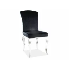 Prince bársony szék, króm, fekete