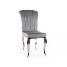 Prince bársony szék, króm, szürke