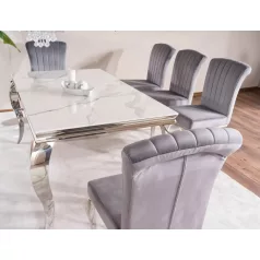 Prince bársony szék, króm, szürke