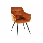 Lilia bársony szék, fekete, fahéj