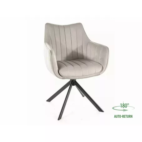 Azalea bársony szék, fekete, világos szürke