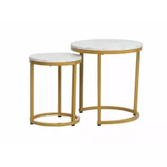 Hola dohányzóasztal szett, aranysárga, fehér