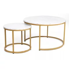 Dion dohányzóasztal szett, aranysárga, fehér