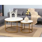 Dion dohányzóasztal szett, aranysárga, fehér