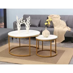 Dion dohányzóasztal szett, aranysárga, fehér