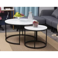 Dion dohányzóasztal szett, 80X80, fekete, fehér