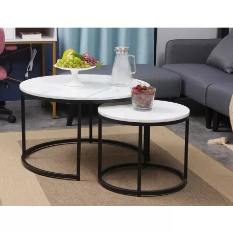 Dion dohányzóasztal szett, 80X80, fekete, fehér