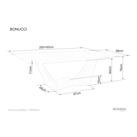 Bonucci kerámia asztal, 200X98, dió, fekete