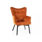 Carmen bársony fotel, fekete, fahéj