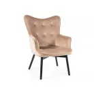 Carmen bársony fotel, fekete, bézs