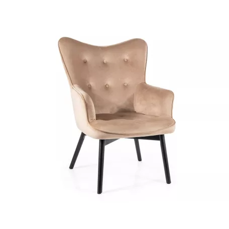 Carmen bársony fotel, fekete, bézs