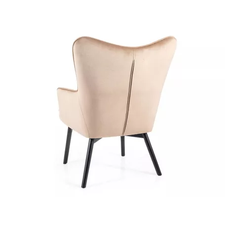 Carmen bársony fotel, fekete, bézs