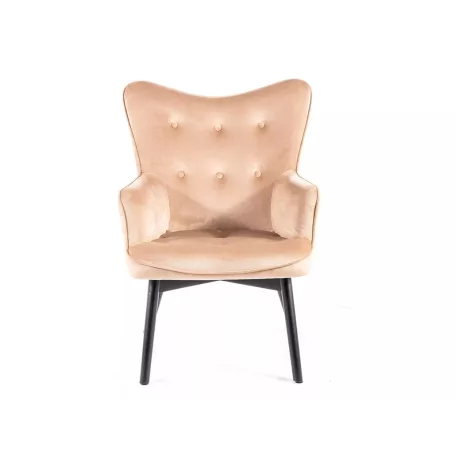 Carmen bársony fotel, fekete, bézs