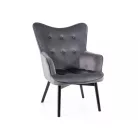 Carmen bársony fotel, fekete, szürke