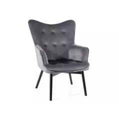 Carmen bársony fotel, fekete, szürke